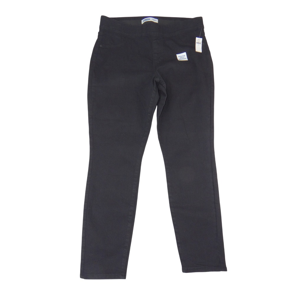 Old Navy Super Skinny Mid-Rise Pants Black Slimming Waistband 377464-00-1 16